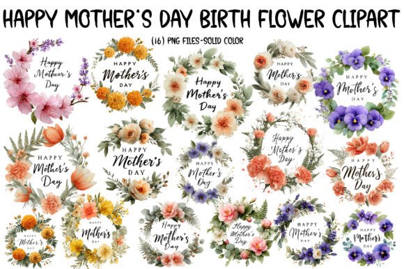 Download Happy Mother’s Day Birth Flower Clipart - Birth flower clipart Collection