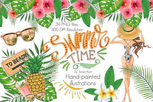 Download Summer Time Hand-Painted Clipart - Premium Resources