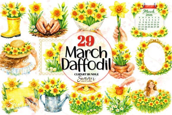 Download March Daffodil Birth Flower Clipart - Birth flower clipart Collection