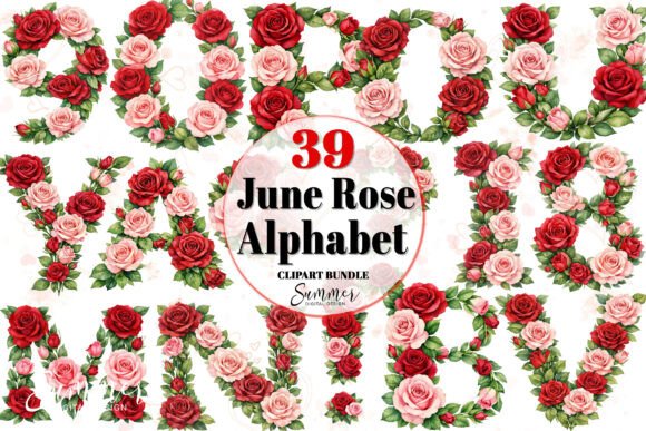 Download June Rose Birth Flower Alphabet Clipart - Rose birth flower Collection