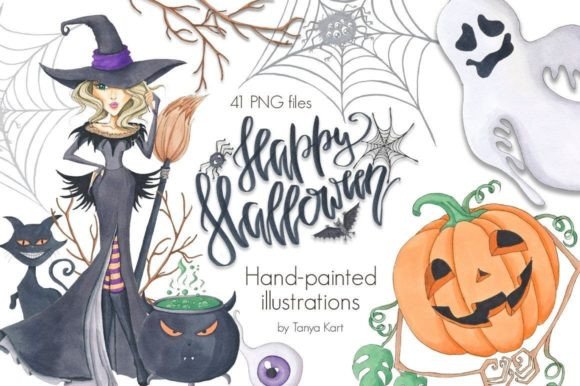 Download Happy Halloween Hand-Painted Clipart - Premium Resources