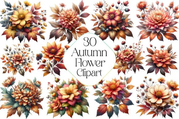 Download Watercolor Autumn Flower Clipart - Premium Resources