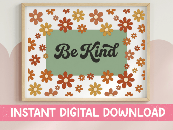 Download Be Kind Boho Retro Daisy Print - Daisy print Collection