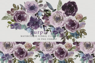 Download Purple Pink Watercolor Rose Clipart Set - Pink watercolor Collection