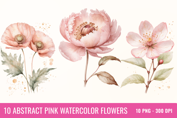 Download Abstract Pink Watercolor Flower Bundle - Pink watercolor Collection