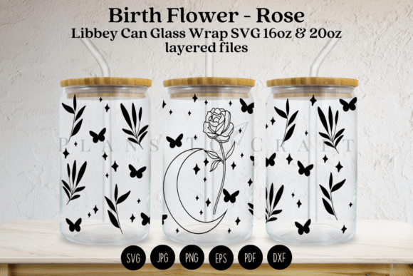 Download Rose Birth Flower Libbey Glass Can Wrap - Rose birth flower Collection