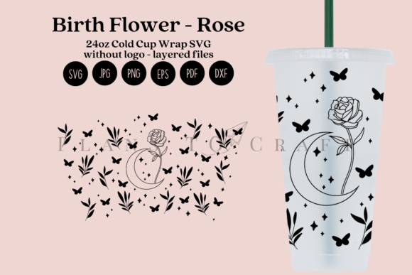 Download Rose Birth Flower 24oz Cold Cup Tumbler - Rose birth flower Collection