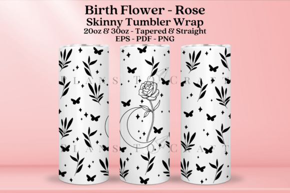 Download Rose Birth Flower Skinny Tumbler Wrap - Rose birth flower Collection
