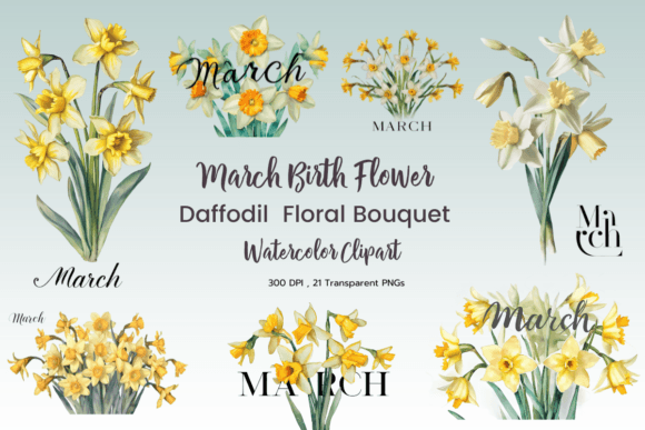 Download Daffodils March Birth Flower Clipart - Birth flower clipart Collection