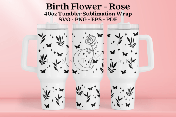 Download Rose Birth Flower 40oz Tumbler Wrap SVG - Rose birth flower Collection