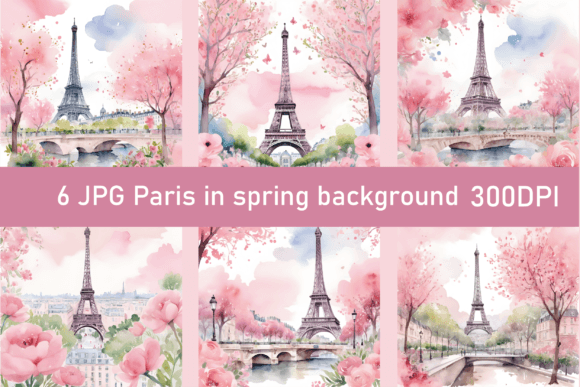 Download Pink Watercolor Spring Paris Background - Pink watercolor Collection