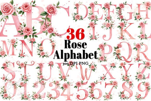 Download Rose Birth Flower Alphabet Sublimation - Rose birth flower Collection