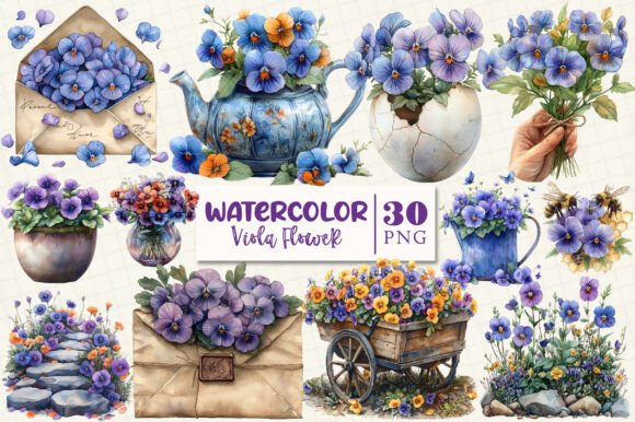Download Spring Viola Flower Sublimation Clipart - Viola flower sublimation Collection